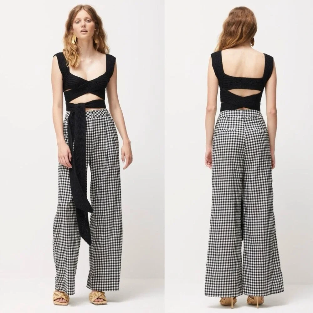 Atoir Tulip Chunky Knit Top Womens 6 Black Cropped Wrap Tie Surplice 100% Cotton - Picture 2 of 14